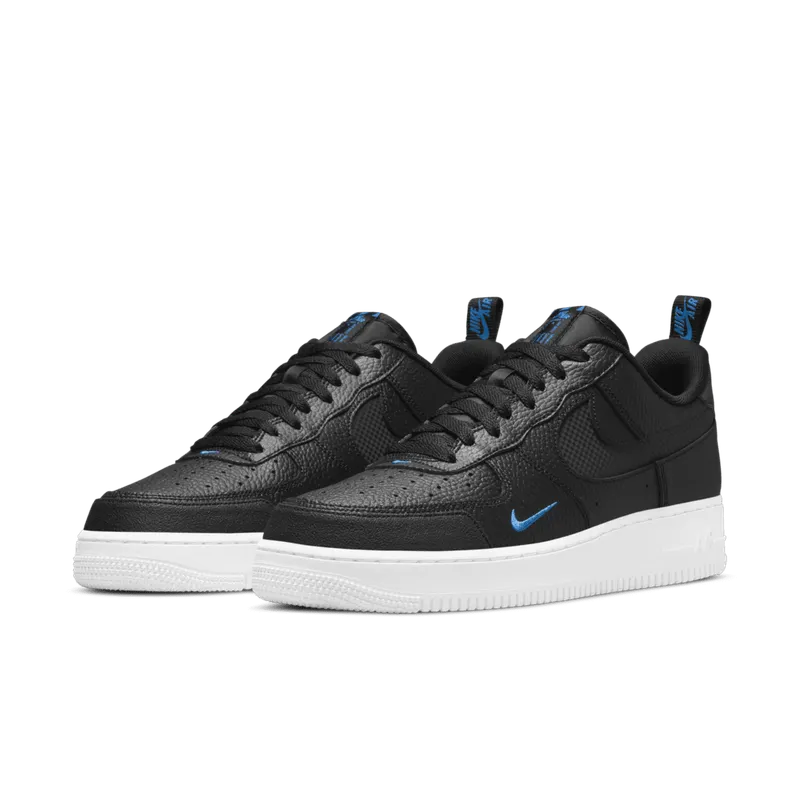 Nike Air Force 1 Low Cut Out Reflective Swoosh Black Blue (DN4433-002)