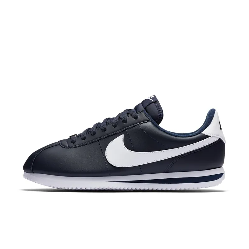 Nike Cortez Basic Leather Obsidian/White-Metallic Silver (819719-410)
