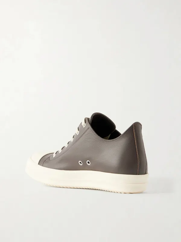 Rick Owens Ramones Leather and Rubber Sneakers Dark brown (RU02F4891) (4)