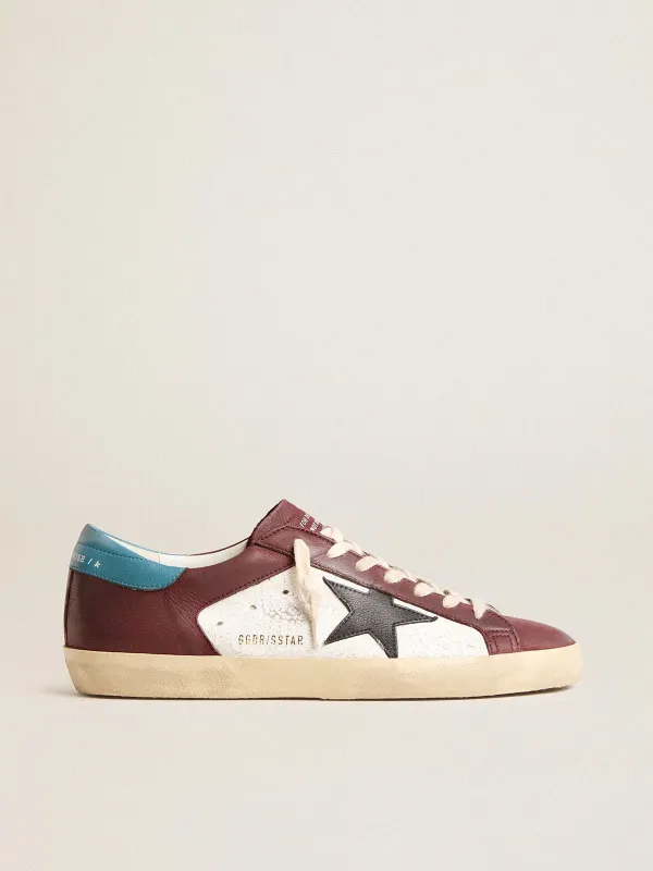 Golden Goose Men’S Super-Star In Crackle Leather With Brown Star And Teal Heel Tab (GMF00103.F006207.82716)