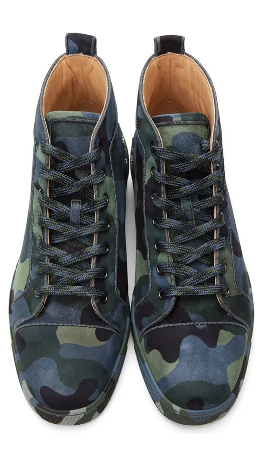 Christian Louboutin Blue & Green Louis Orlato Flat High-Top Sneakers (1220592) (5)