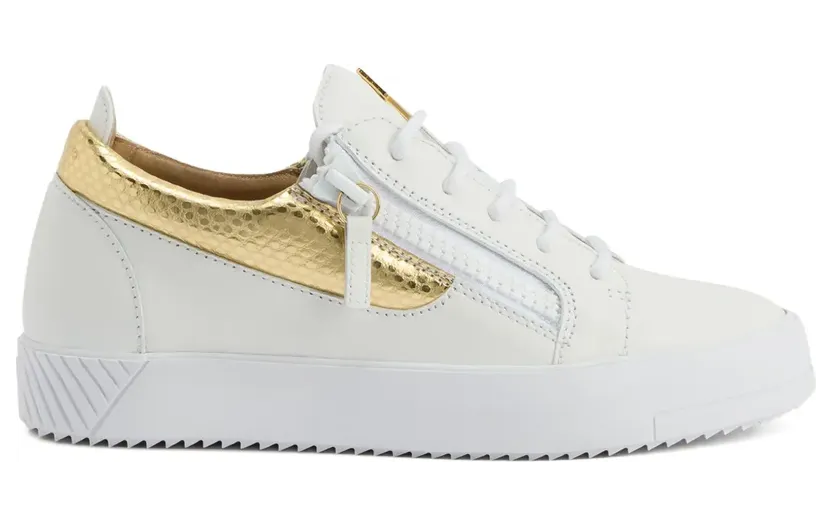 Giuseppe Zanotti Gail sneakers met slangenleer vlak en rits – Goud (RW50019H02)