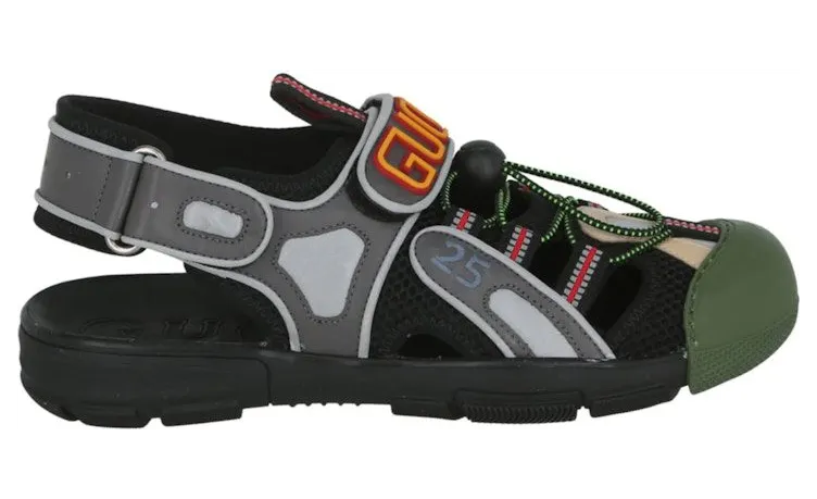 Gucci Tinsel Sports Sandal Black Silver Green (563484 98D10 8461)