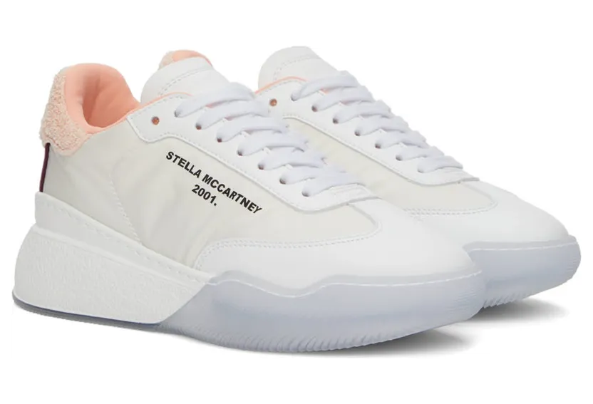 Stella McCartney White & Pink Terrycloth Loop Sneakers (810046E00019) (4)