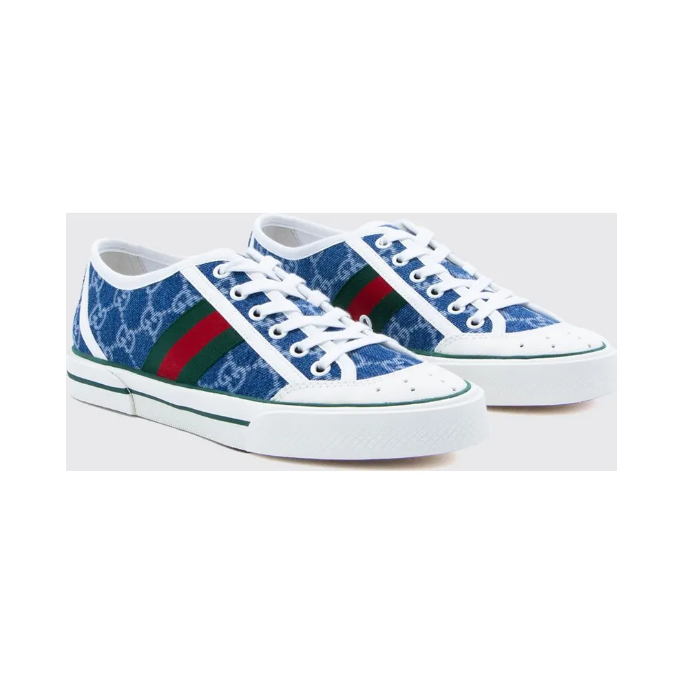 Gucci Tennis 1977 Sneakers in Denim with GG Monogram Denim (859219FAFIW4749)