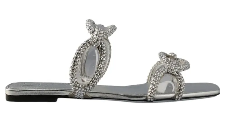 Valentino Chain Embellished Slip-On Sandals Silver (2W2S0GK2APLS13)