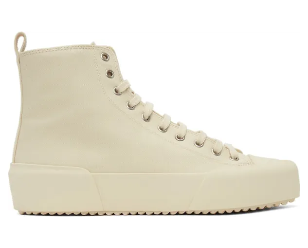 Jil Sander Off-White Canvas High-Top Sneakers (JI35546B-12340)