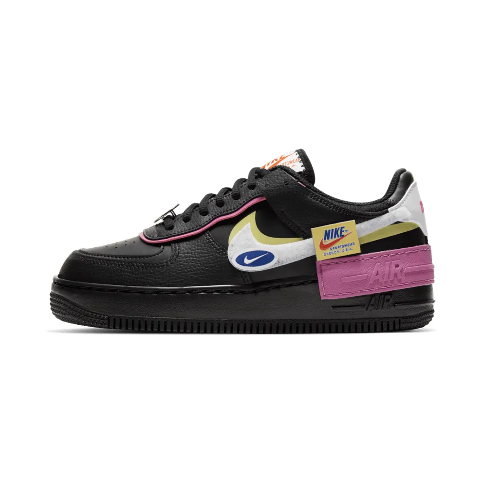 Nike Air Force 1 Shadow Removable Patches Black Pink (W) Black/Limelight-Cosmic Fuchsia-White (CU4743-001)
