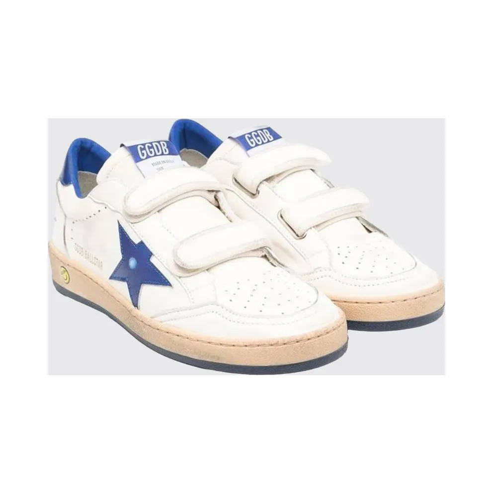 Golden goose Boy’s Ball Star Distressed Leather with Velcro Straps White (GTF00501F00424610793)