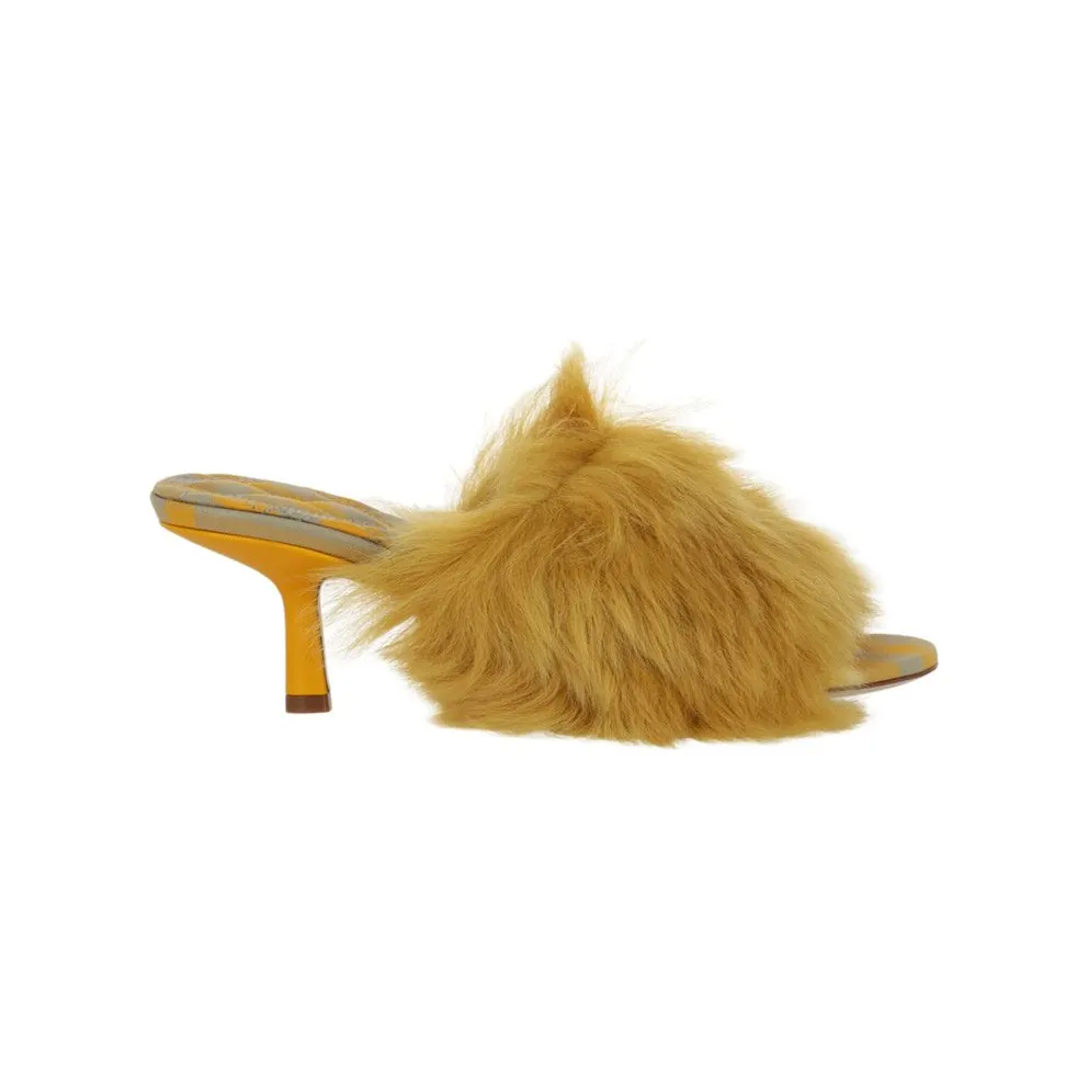 Burberry Jackie Shearling Mules Yellow (8077374)