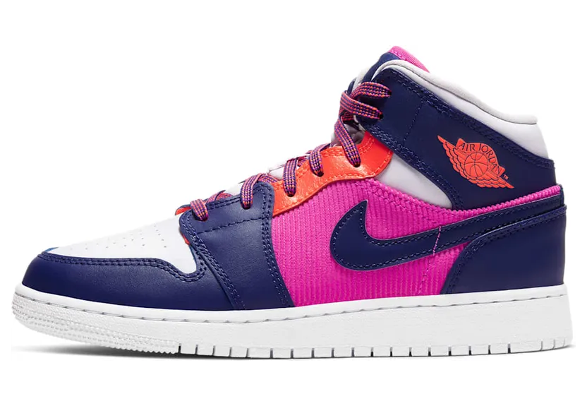 Air Jordan 1 Mid GS “Fire Pink / Barely Grape / Hyper Crimson / Regency Purple” (555112-602)