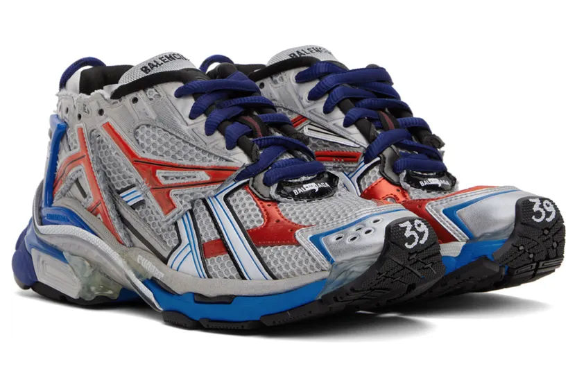 Balenciaga Gray & Blue Runner Sneakers (677403-W3RB6-1264) (4)
