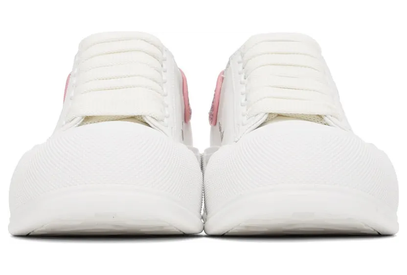 Alexander McQueen White & Pink Deck Lace-Up Plimsoll Sneakers (676686WIABJ) (2)