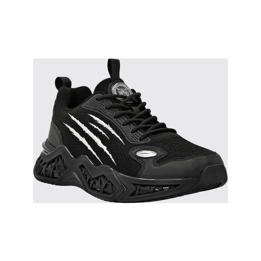 Plein Sport Lace-Up Low-Top in Technical Mesh with Rear Logo Black (FABSUSC0338STE003N02)