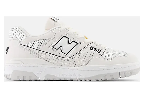New Balance 550 White Perforated Leather Black (BB550PRB)
