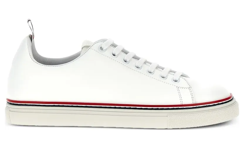 Thom Browne White Calfskin Tennis Sneakers (MFD219A-05584)