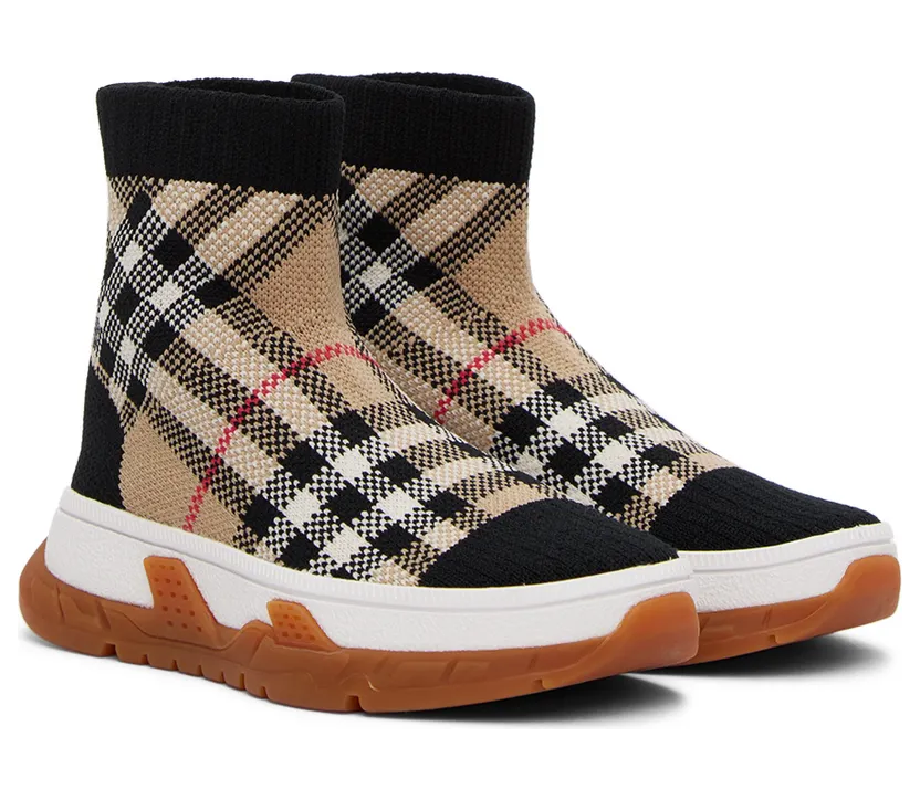 Burberry Kids Beige Vintage Check Sneakers (8049401) (4)