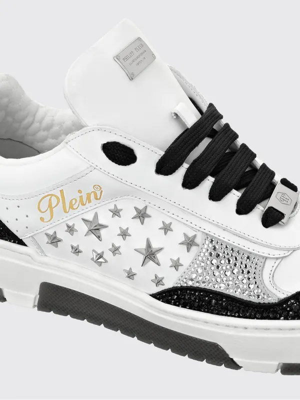 Philipp plein Low-Top Leather and Suede Sneakers with Studs and Rhinestones Black (PAESUSC0756PLE075N02) (2)
