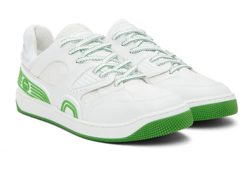 Gucci Green & White Basket Sneakers (698785 2SHG0) (4)