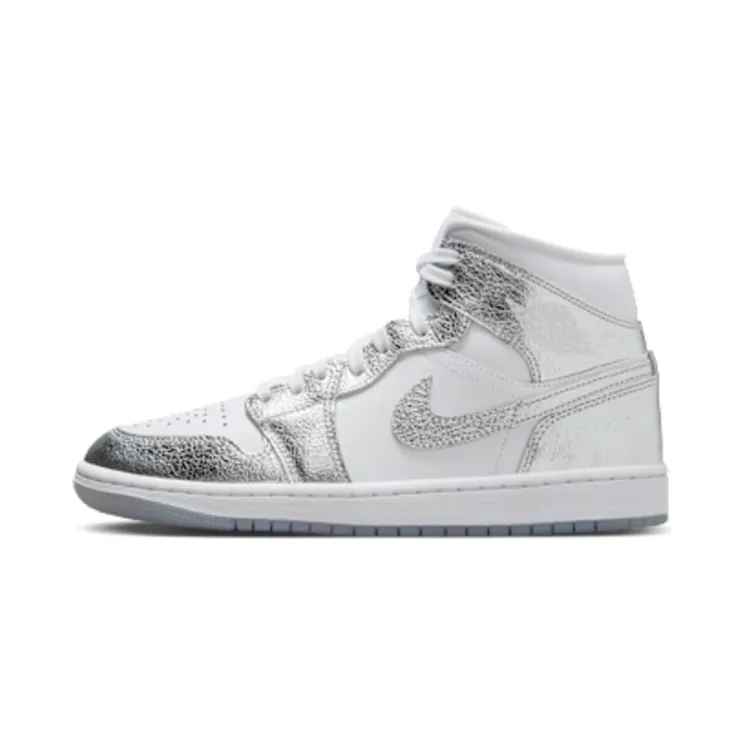 Nike Air Jordan 1 Mid Sail Jade Smoke (W) “White / Wolf Grey / Metallic Silver” (FN5031-100)