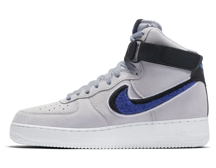 Nike Air Force 1 High ’07 LV8 ‘Chenille Swoosh’ Wolf Grey/Game Royal-Black (806403-015)