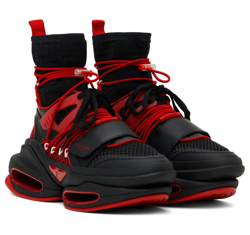 Balmain Red B-Bold Sneakers (YM1VH308TKDR) (4)