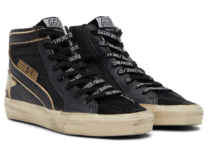 Golden Goose SSENSE Exclusive Black & Gold Slide Sneakers (F00116.F001886.90200) (4)