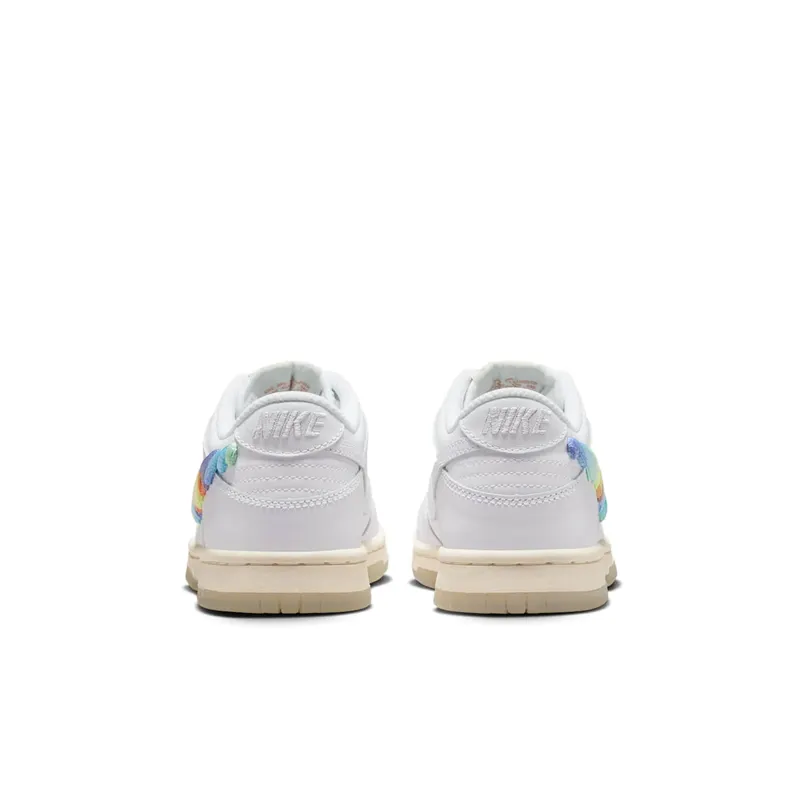 Nike Dunk Low SE GS “Rainbow Lace Swoosh White” (FN4861-100)