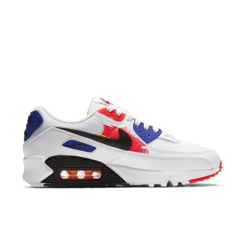 Nike Air Max 90 Brushstroke Pack (W) White/Black-Hyper Royal-Bright Crimson (CZ7937-100)