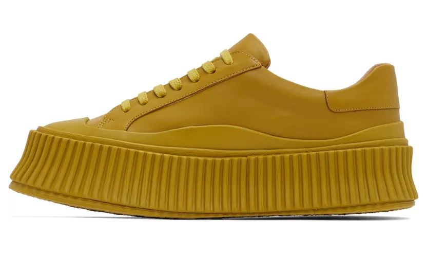Jil Sander Yellow Agnellato Platform Sneakers (JS32108A_15213) (3)
