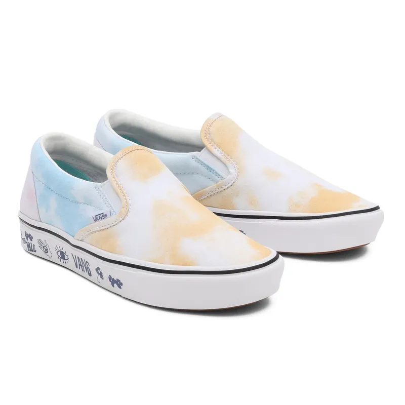 VANS Pastel Tie Dye Comfycush Slip-on Shoes White (VN0A7TNMB1Y)