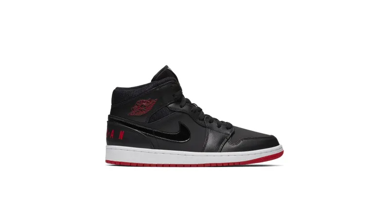 Jordan 1 Mid Black University Red Black/University Red-White (BQ6578-001)