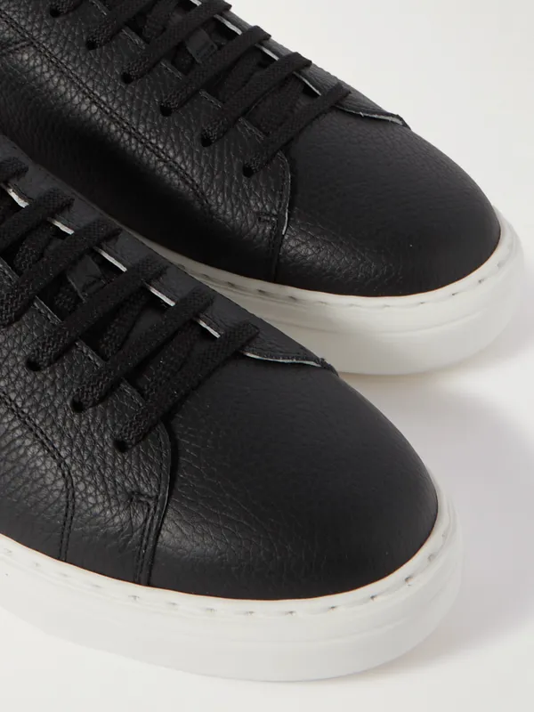 Brunello Cucinelli Suede-Trimmed Full-Grain Leather Sneakers Black (MZUASBJ264) (5)