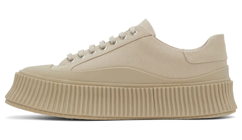 Jil Sander White Canvas Platform Sneakers (JI32535B_15612) (3)