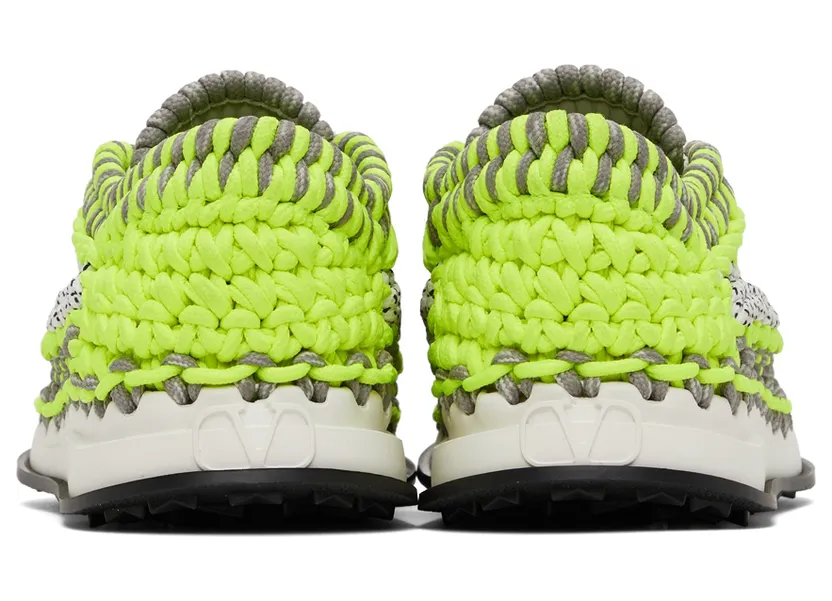 Valentino Garavani Green & Grey Crochet Sneakers (WY2S0E41ZXB) (4)