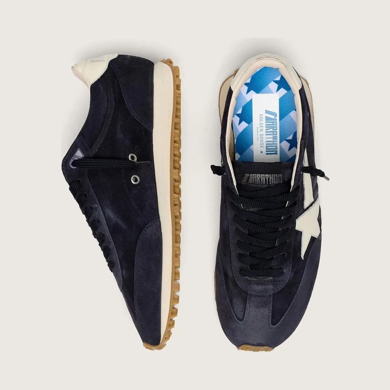 Golden Goose Women’S Marathon In Blue Navy Suede With Leather Star And Heel Tab (GWF01071.F008333.50857) (3)