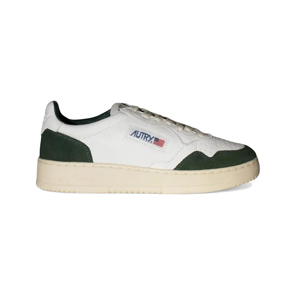 Autry Medalist Leather Low White Bottle Green (AULM-GS42)