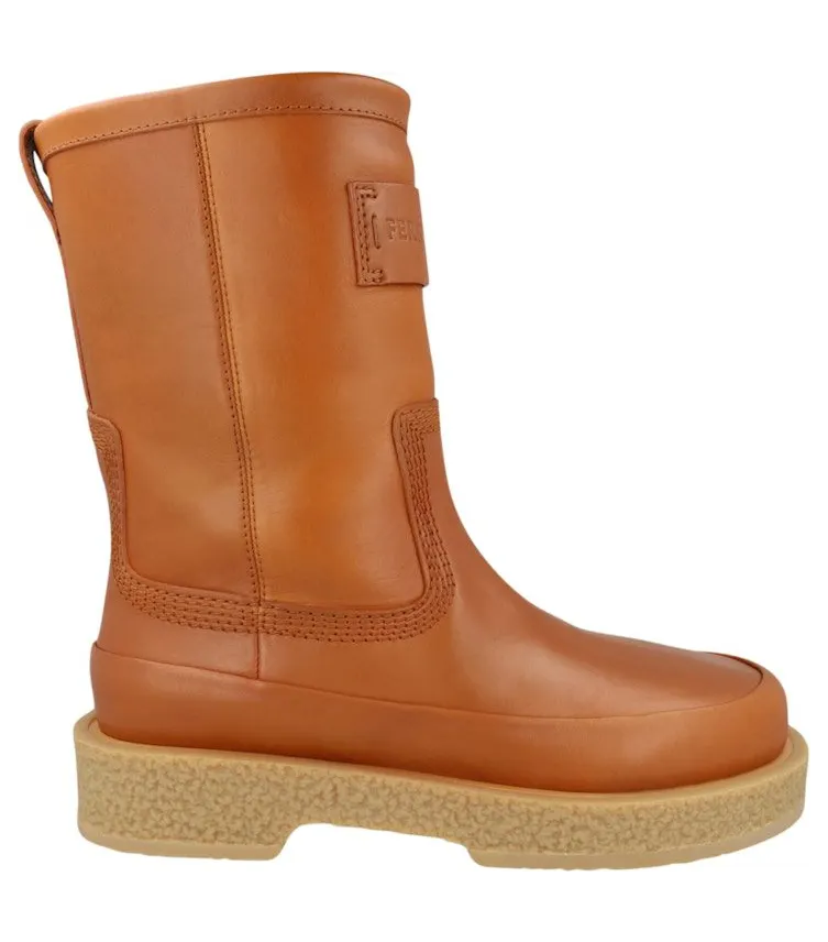 Ferragamo Ferdi Leather Boots Beige Brown (021713-762827-M)