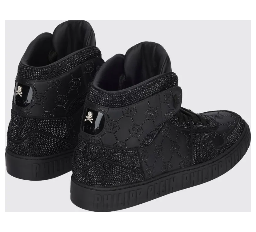 Philipp plein Leather Sneakers with Applied Rhinestones Black (AAESUSC0865PLE022N0202) (2)