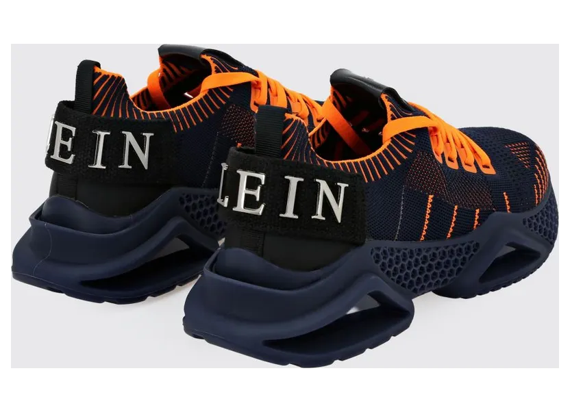 Philipp plein Low-Top Sneakers in Crochet Knit with Elasticated Ankle and Logo Blue (LABSUSC0098PTE003N14) (2)