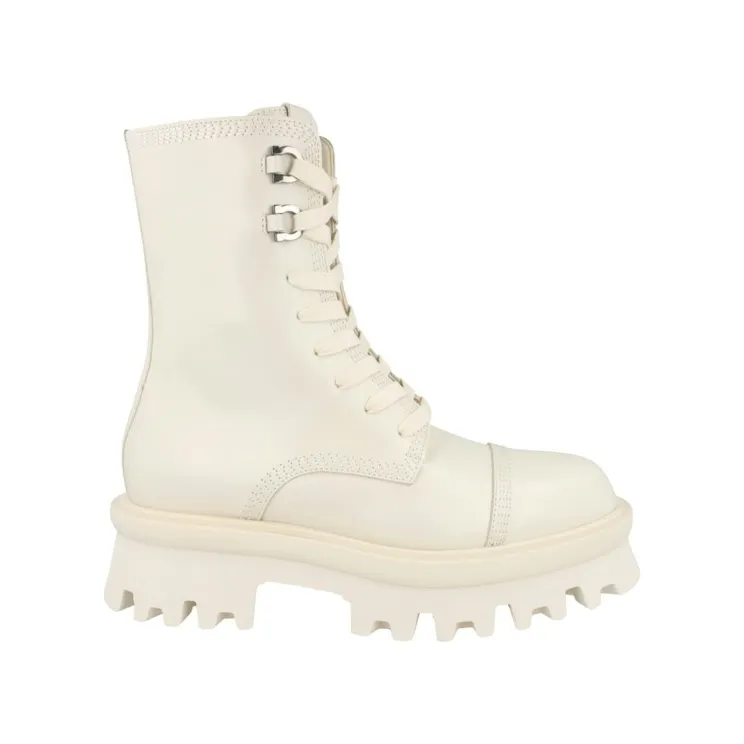 Ferragamo Kira Leather Combat Boots White (01F701-763844-M)