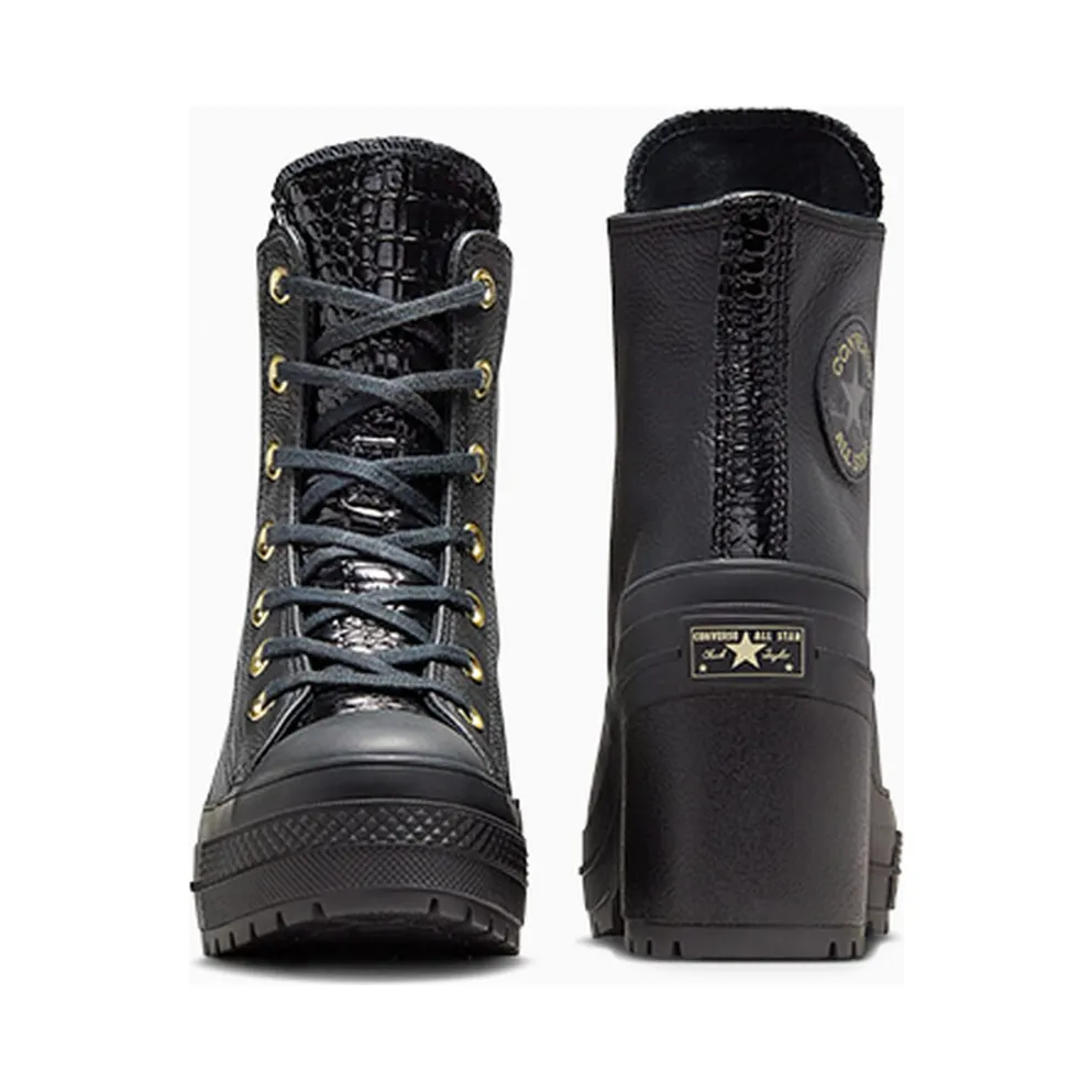 Converse Chuck 70 De Luxe Heel Platform Leather Black/Black/Light Gold (A12346C)