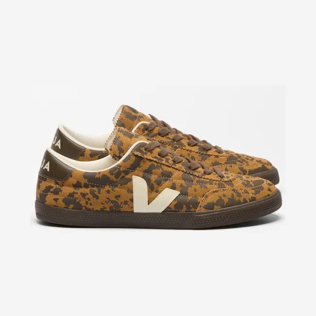 Veja Panenka Leather Sneakers with Animal Print Inserts and Contrast Logo Camel (FU0322310)