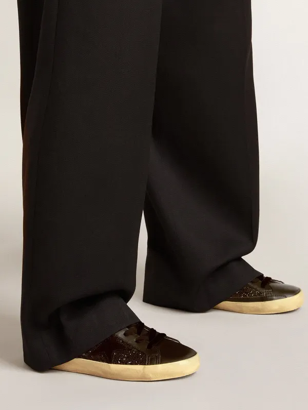 Golden Goose Super-Star In Black Glitter With Black Suede Star And Leather Inserts (GWF00103.F006679.90100) (3)