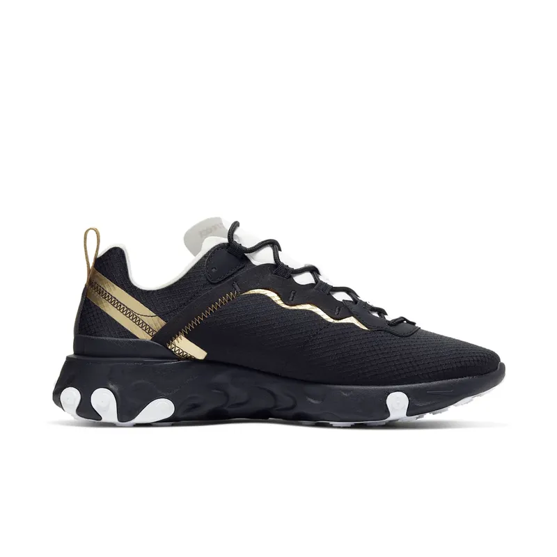 Nike React Element 55 Black Metallic Gold White Black/Metallic Gold-White (CT1590-001)