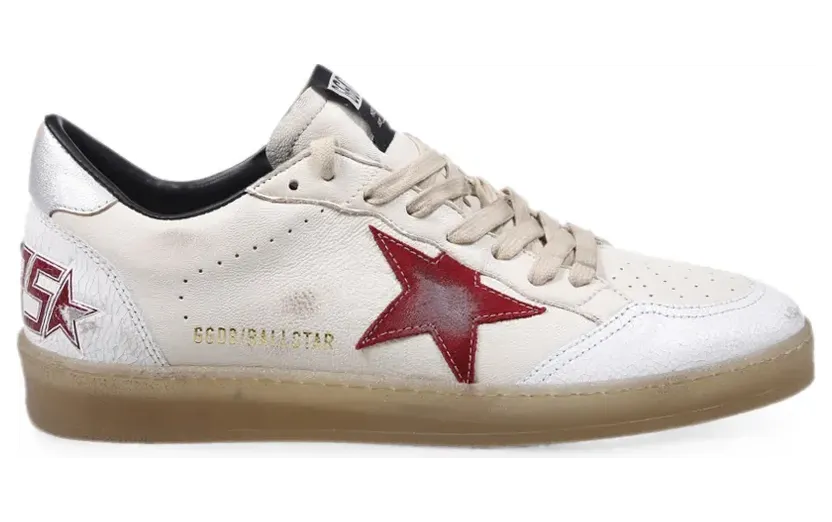 Golden Goose Ball Star sneakers in butter beige/white/red GMF00117F008742/T_GOLDE-15987_600-46