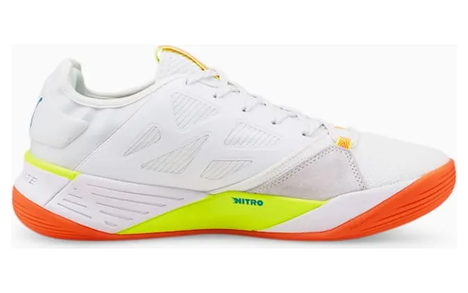 Puma Accelerate Turbo Nitro handbalschoenen Wit/Blauw/Geel (106459-03)