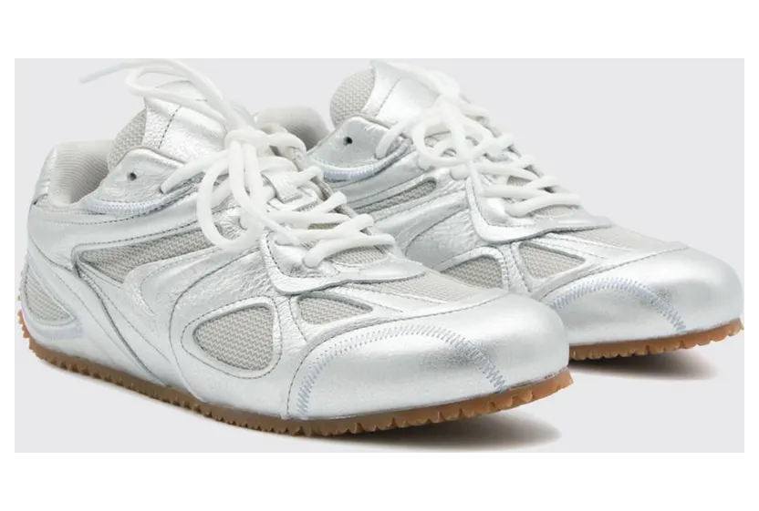 Axel Arigato Slow Runner Low Top Laminated Leather and Mesh Sneakers Silver (F4233001)