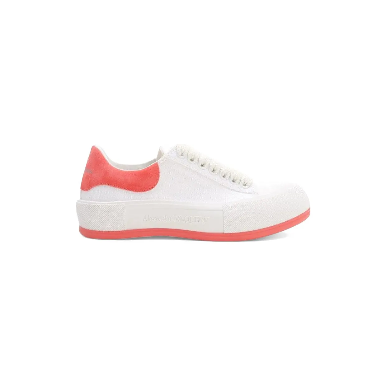 Alexander McQueen Deck Skate Plimsoll Lace-Up White Coral (654593 W4MV7 9097)