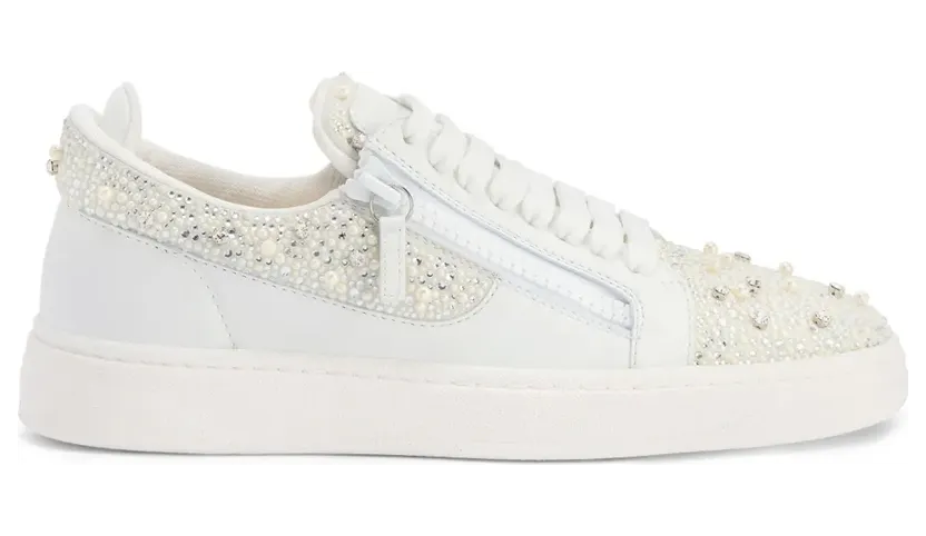 Giuseppe Zanotti Frankie low-top sneakers met dubbele rits en kristallen – Wit (RM50029002)